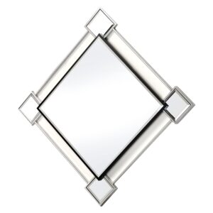 Diamond Shaped Beveled Accent Wall Mirror with Mirror Inserts, Silver
