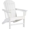 Contemporary Plastic Adirondack Chair with Slatted Back, White
