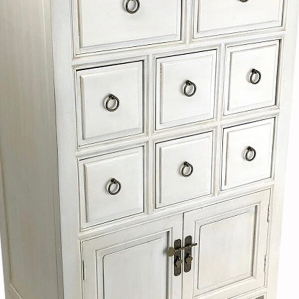 Wooden Chest with 8 Drawers and 2 Door Cabinets, White