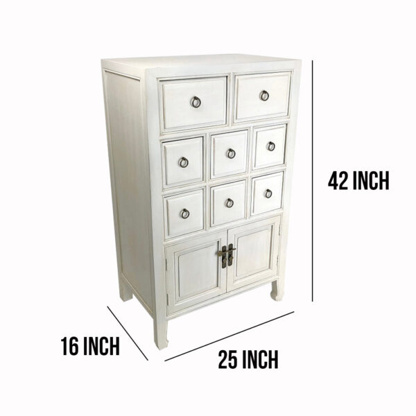 Wooden Chest with 8 Drawers and 2 Door Cabinets, White
