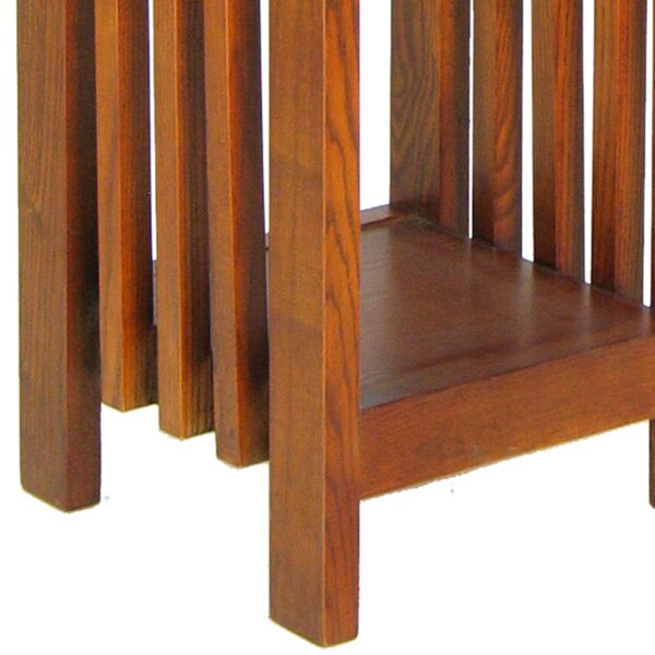 150220266991216f84004.jpeg 30 Inch Wooden Flower Stand with Bottom Shelf and Slatted Sides, Brown