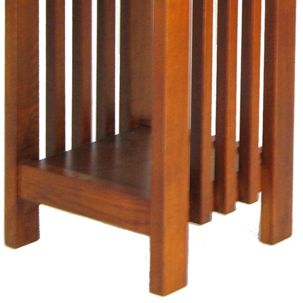 15022026699121b84a9ad.jpeg 25 Inch Wooden Flower Stand with Slatted Sides and Bottom Shelf, Brown