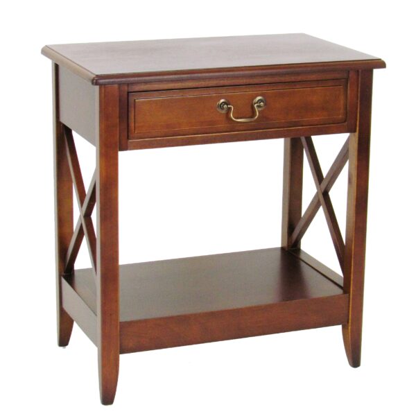 15022026699121d428594.jpeg Transitional Style Nightstand with 1 Drawer and X Shape Sides, Brown