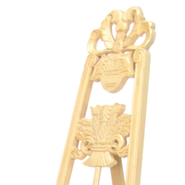 Traditional Style Wooden Easel with Scrollwork Details, Antique White
