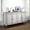 4 Panel Door Cabinet with Fluted Detail, Antique White