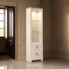 Tall Pier with 1 Door Cabinet and 2 Adjustable Glass Shelves, Antique White