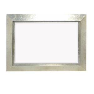 Contemporary Style Rectangular Wooden Frame Wall Mirror, Silver