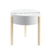 Round Wooden End Table with Hidden Storage, White and Brown