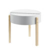 Round Wooden End Table with Hidden Storage, White and Brown