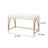 Rectangular Wooden Frame Desk with 2 Drawers and Metal Legs, White and Gold