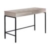 Wooden Desk with 2 Drawers and Metal Frame, Washed White and Black