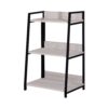 Wooden Bookshelf with 3 Open Compartments, Washed White and Black