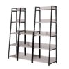 Wooden Bookshelf with 5 Open Compartments, Washed White and Black