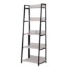 1502202669912523e2aac.jpeg Wooden Frame Bookshelf with 5 Open Compartments, Washed White and Black