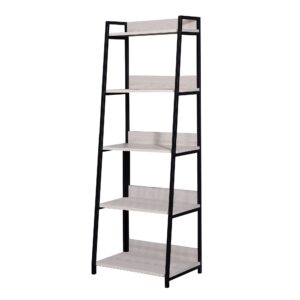 1502202669912523e2aac.jpeg Wooden Frame Bookshelf with 5 Open Compartments, Washed White and Black