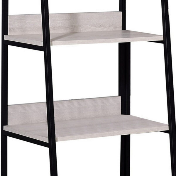 1502202669912537959dc.jpeg Wooden Frame Bookshelf with 5 Open Compartments, Washed White and Black
