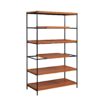 5 Tier Wooden Bookshelf with Open Metal Frame, Oak Brown and Black