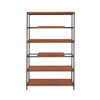5 Tier Wooden Bookshelf with Open Metal Frame, Oak Brown and Black