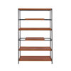 5 Tier Wooden Bookshelf with Open Metal Frame, Oak Brown and Black
