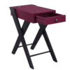 Wooden Frame Side Table with X Shaped Legs and 1 Drawer, Purple and Black
