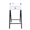 Wooden Frame Side Table with X Shaped Legs and 1 Drawer, White and Black