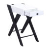Wooden Frame Side Table with X Shaped Legs and 1 Drawer, White and Black