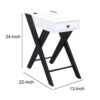 Wooden Frame Side Table with X Shaped Legs and 1 Drawer, White and Black