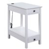 15022026699125c00cb6d.jpeg Wooden Frame Side Table with 2 Drawers and 1 Bottom Shelf, White
