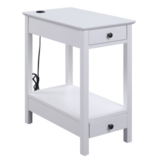 15022026699125c00cb6d.jpeg Wooden Frame Side Table with 2 Drawers and 1 Bottom Shelf, White