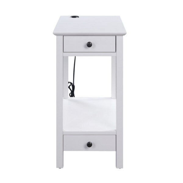 15022026699125c6ab6e9.jpeg Wooden Frame Side Table with 2 Drawers and 1 Bottom Shelf, White