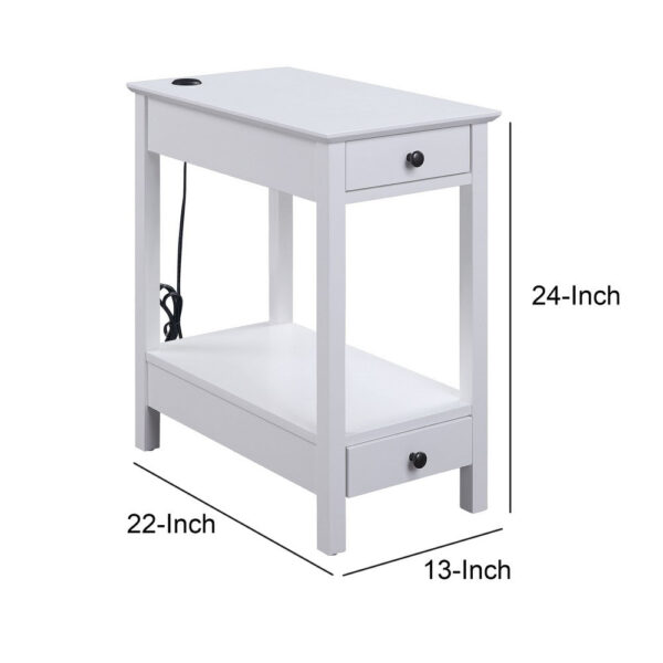 15022026699125cdd1227.jpeg Wooden Frame Side Table with 2 Drawers and 1 Bottom Shelf, White