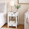 15022026699125d0648d8.jpeg Wooden Frame Side Table with 2 Drawers and 1 Bottom Shelf, White
