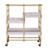 Metal Frame Serving Cart with Adjustable Compartments,Gold and Washed White
