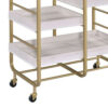 Metal Frame Serving Cart with Adjustable Compartments,Gold and Washed White