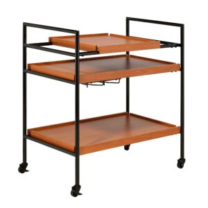1502202669912612d9177.jpeg Metal Frame Serving Cart with Adjustable Compartments, Oak Brown and Black