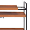 Metal Frame Serving Cart with Adjustable Compartments, Oak Brown and Black