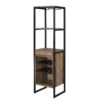 Industrial Wood and Metal Wine Rack with 3 Compartments, Brown and Black