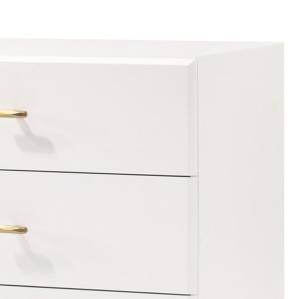 150220266991268017bbf.jpeg 6 Drawer Wooden Dresser with Metal Hairpin Legs, White and Gold