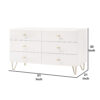 150220266991268249aa7.jpeg 6 Drawer Wooden Dresser with Metal Hairpin Legs, White and Gold