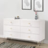 150220266991268444e2b.jpeg 6 Drawer Wooden Dresser with Metal Hairpin Legs, White and Gold