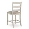 1502202669912724bd2b8.jpeg Myra Barstool Chair Set of 2 | Padded Seats and Ladderbacks | Dual Tone Weathered White Brown