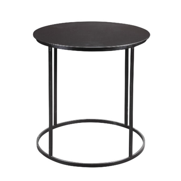 Round Metal Frame Side Table with Tubular Legs, Black