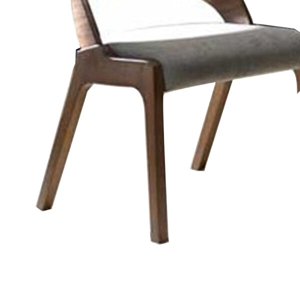 Wooden Dining Chair with Open Curved Back Design, Set of 2, Walnut Brown