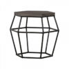 1502202669912858a7f25.jpeg Hexagonal Concrete End Table with Metal Base, Gray and Black