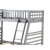 Transitional Twin Size Bunk Bed with Vertical Slats and Angled Ladder,Gray