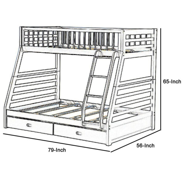 Transitional Twin Size Bunk Bed with Vertical Slats and Angled Ladder,Gray