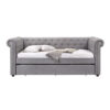 Chesterfield Twin Size Daybed with Attached Trundle and Nailhead Trims,Gray