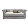 Chesterfield Twin Size Daybed with Attached Trundle and Nailhead Trims,Gray