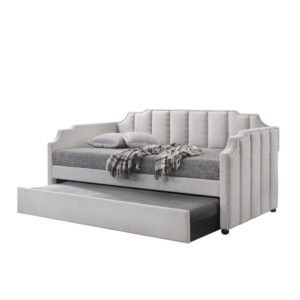 15022026699128f637113.jpeg Fabric Twin Size Daybed with Channel Tufting and Nailhead Trim, Gray