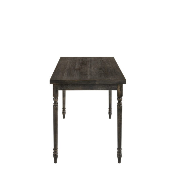 Rustic Style Wooden Dining Table with Rectangular Top and Turned Legs, Gray